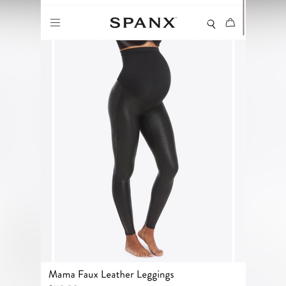 Spanx maternity faux leather leggings